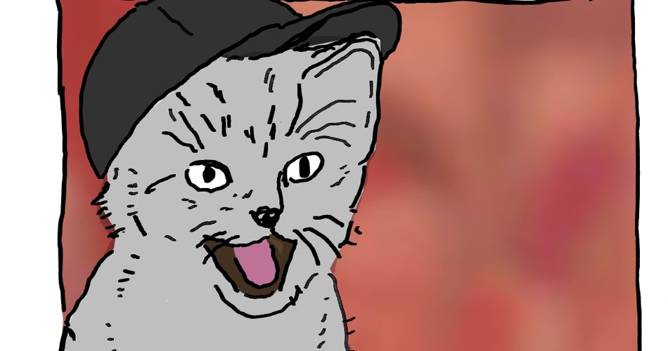 Reprise humoristique d'une affiche de campagne de Philippe Poutou, avec un chat.